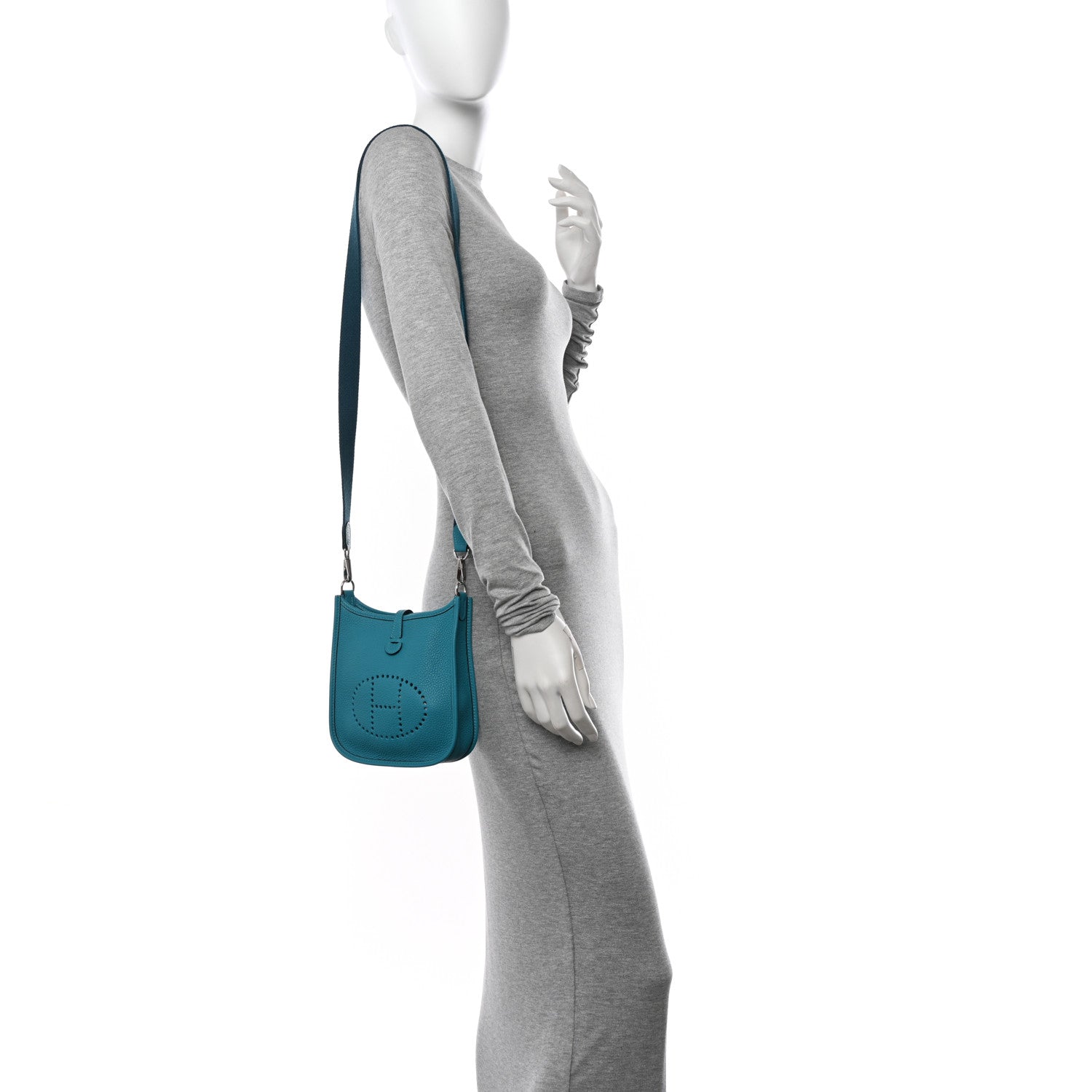 Hermes Taurillon Clemence Amazone Evelyne TPM Turquoise Colvert 2 of 10