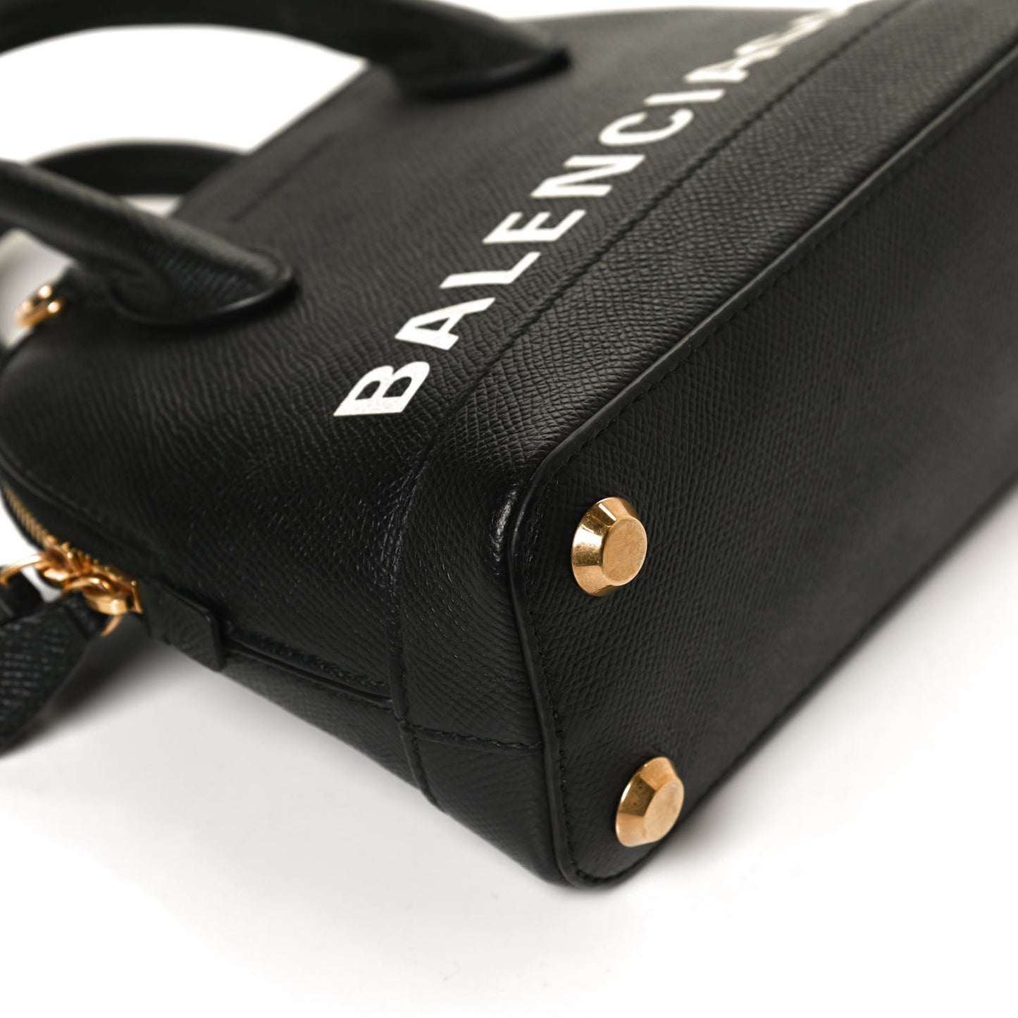Signature Grained Calfskin XXS Ville Top Handle Bag Black White