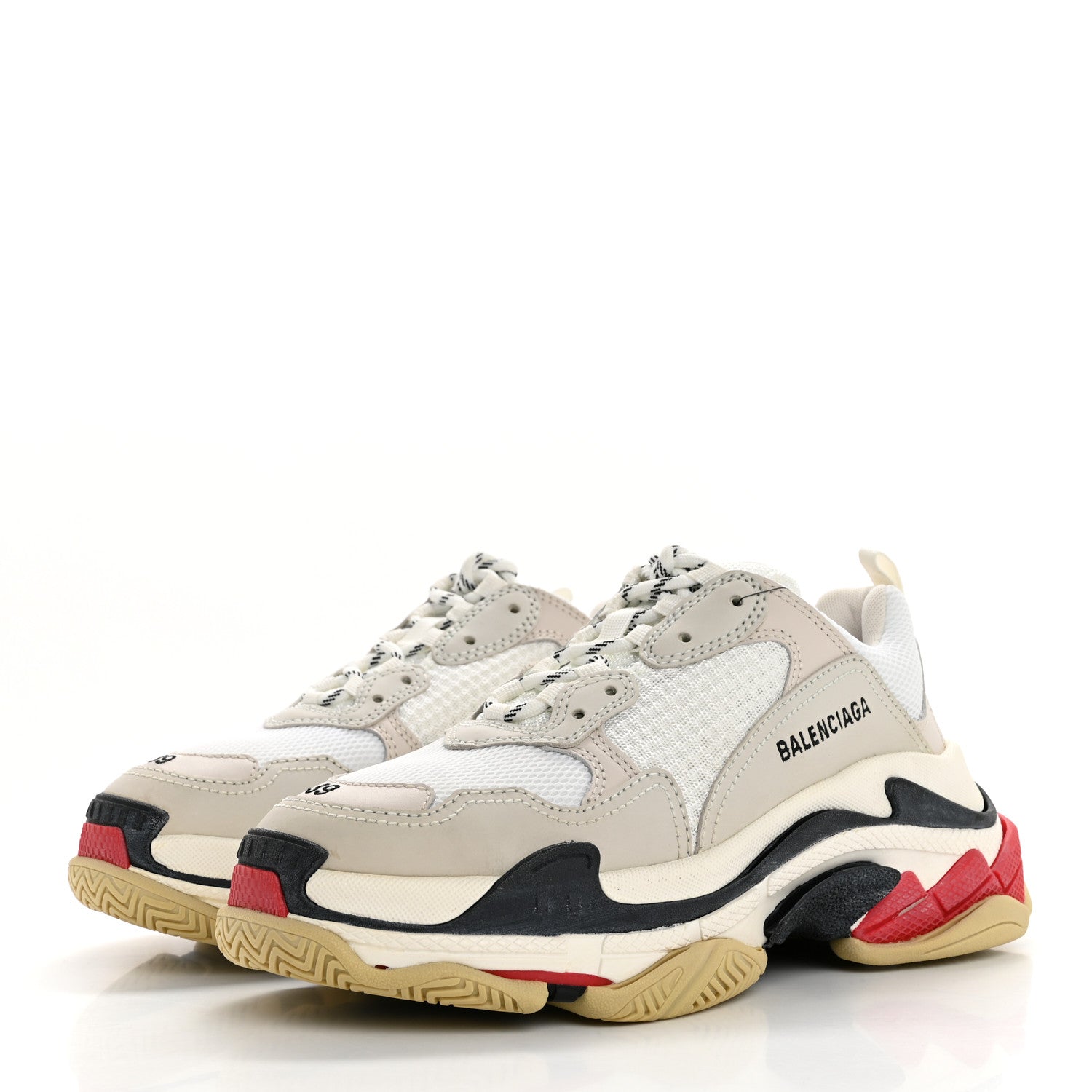 Balenciaga Fabric Mesh Womens Triple S Sneakers 39 Grey Red White 4 of 10