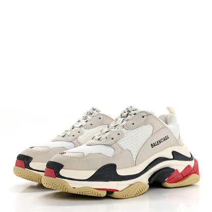 Balenciaga Fabric Mesh Womens Triple S Sneakers 39 Grey Red White 4 of 10