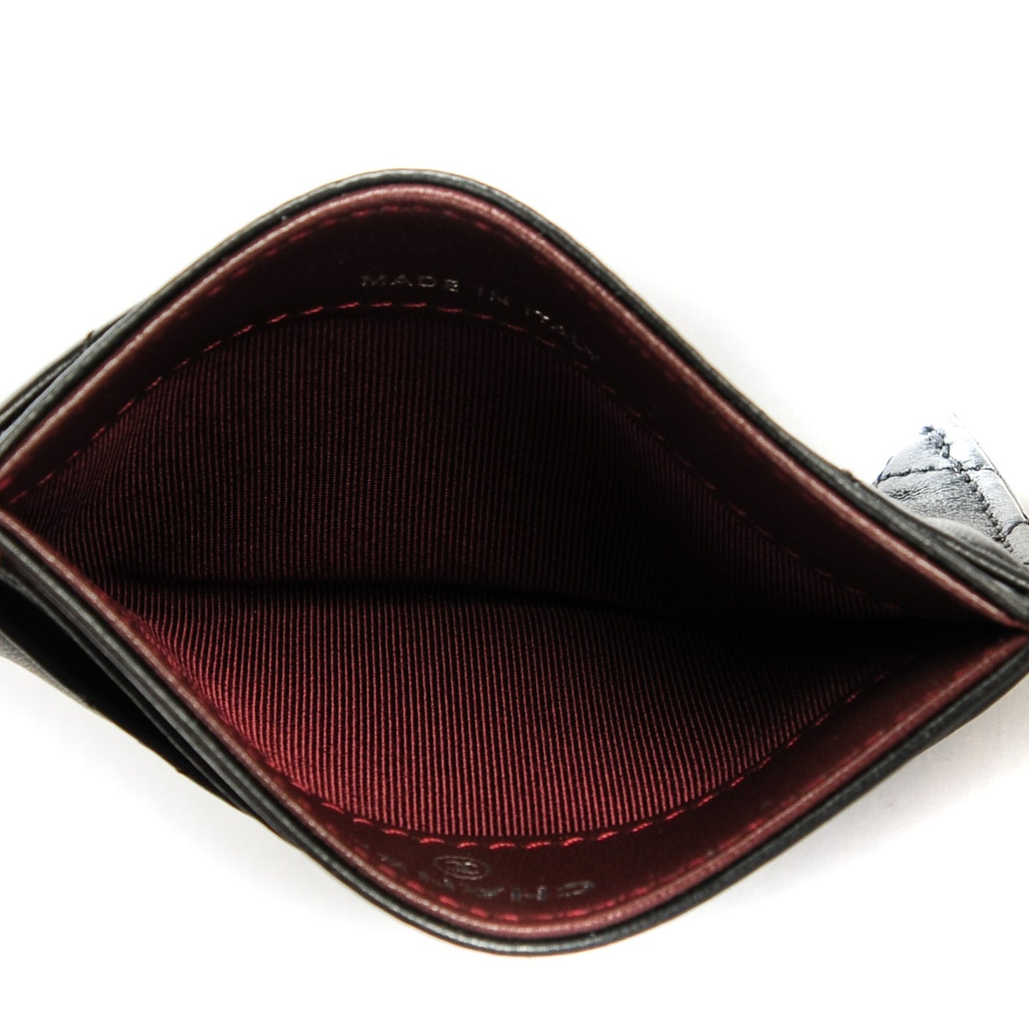 Lambskin Quilted Card Holder Black