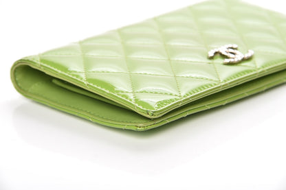 Chanel Patent Quilted Brilliant Yen Wallet Green 10 of 14