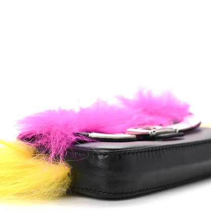 Fendi Nappa Shatoosh Fox Goat Fur Monster Micro Baguette Black Fuchsia Giallo 8 of 10