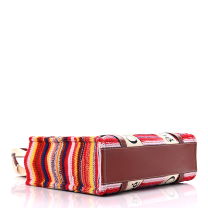 Chloe Knit Calfskin Medium Woody Ribbon Tote Red Multicolor 4 of 10