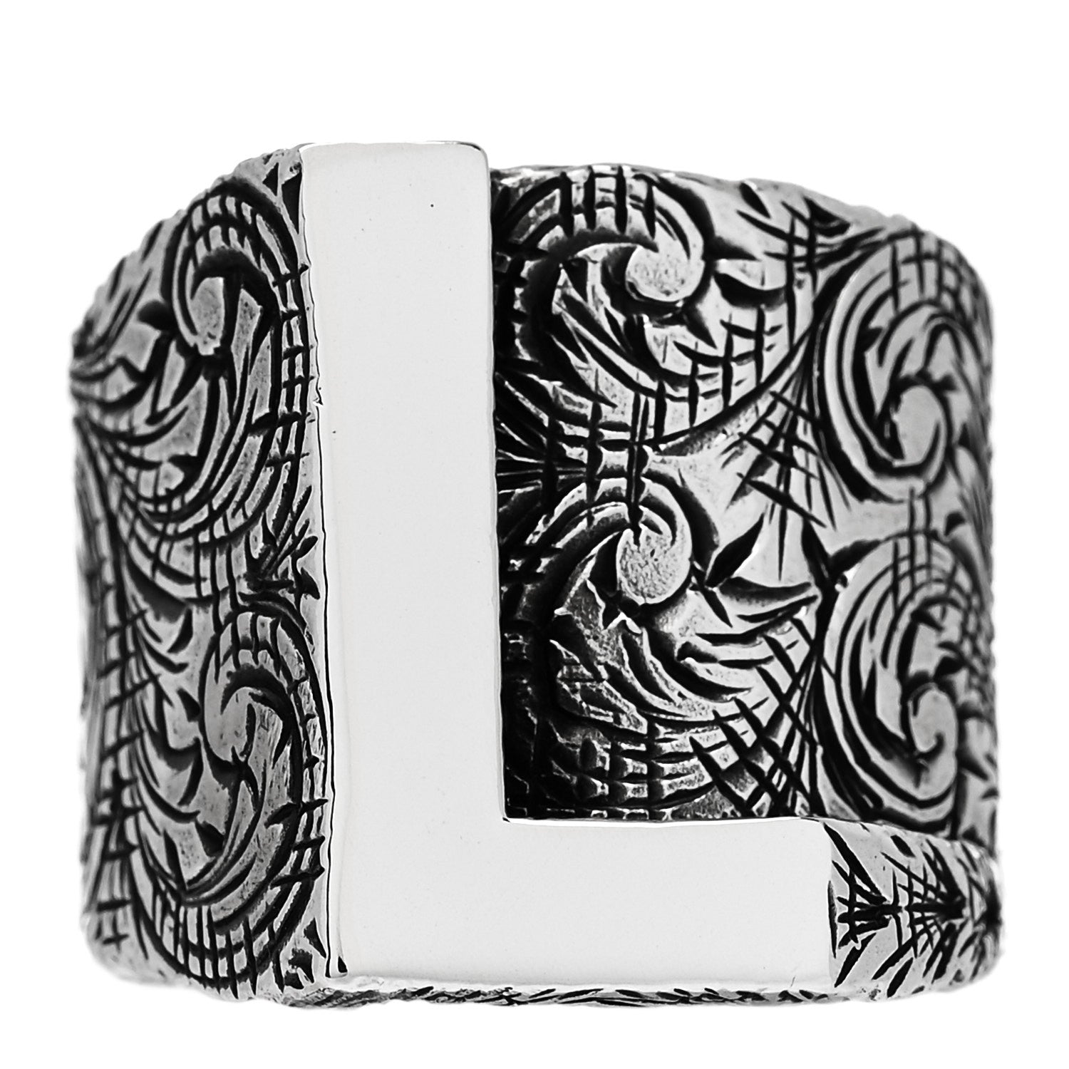 Gucci Sterling Silver Letter L Ring 60 9 1 of 7