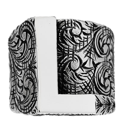 Gucci Sterling Silver Letter L Ring 60 9 1 of 7