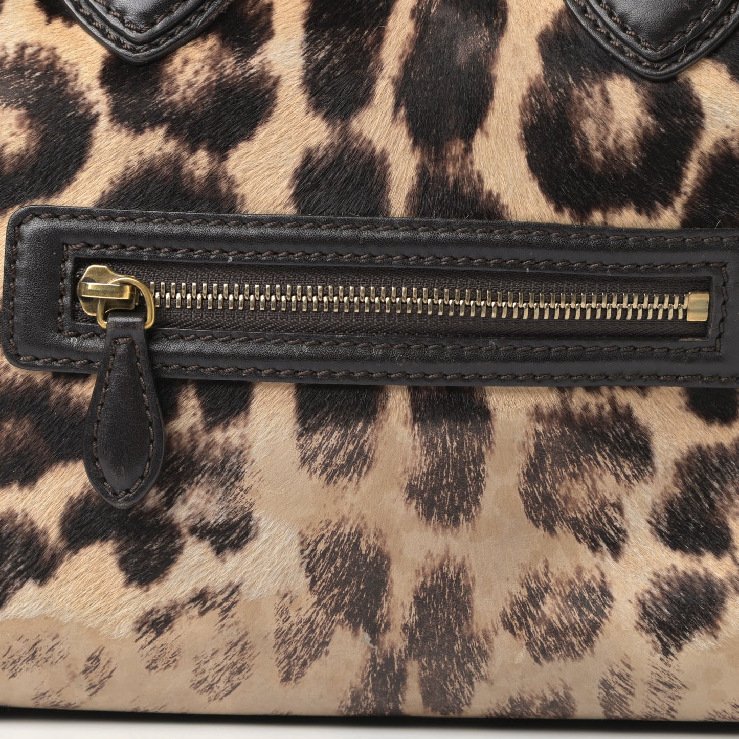 Leopard Pony Hair Mini Luggage Black