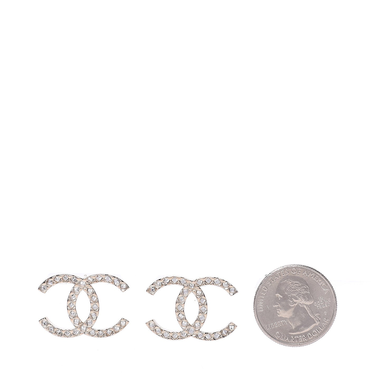 Crystal CC Large Stud Earrings Gold
