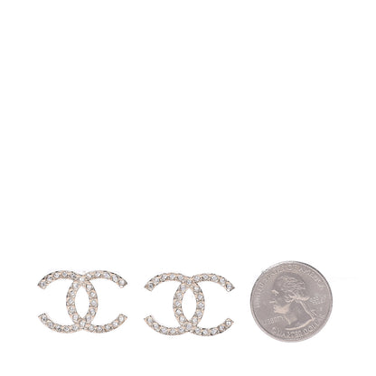 Chanel Crystal CC Large Stud Earrings Gold 2 of 4