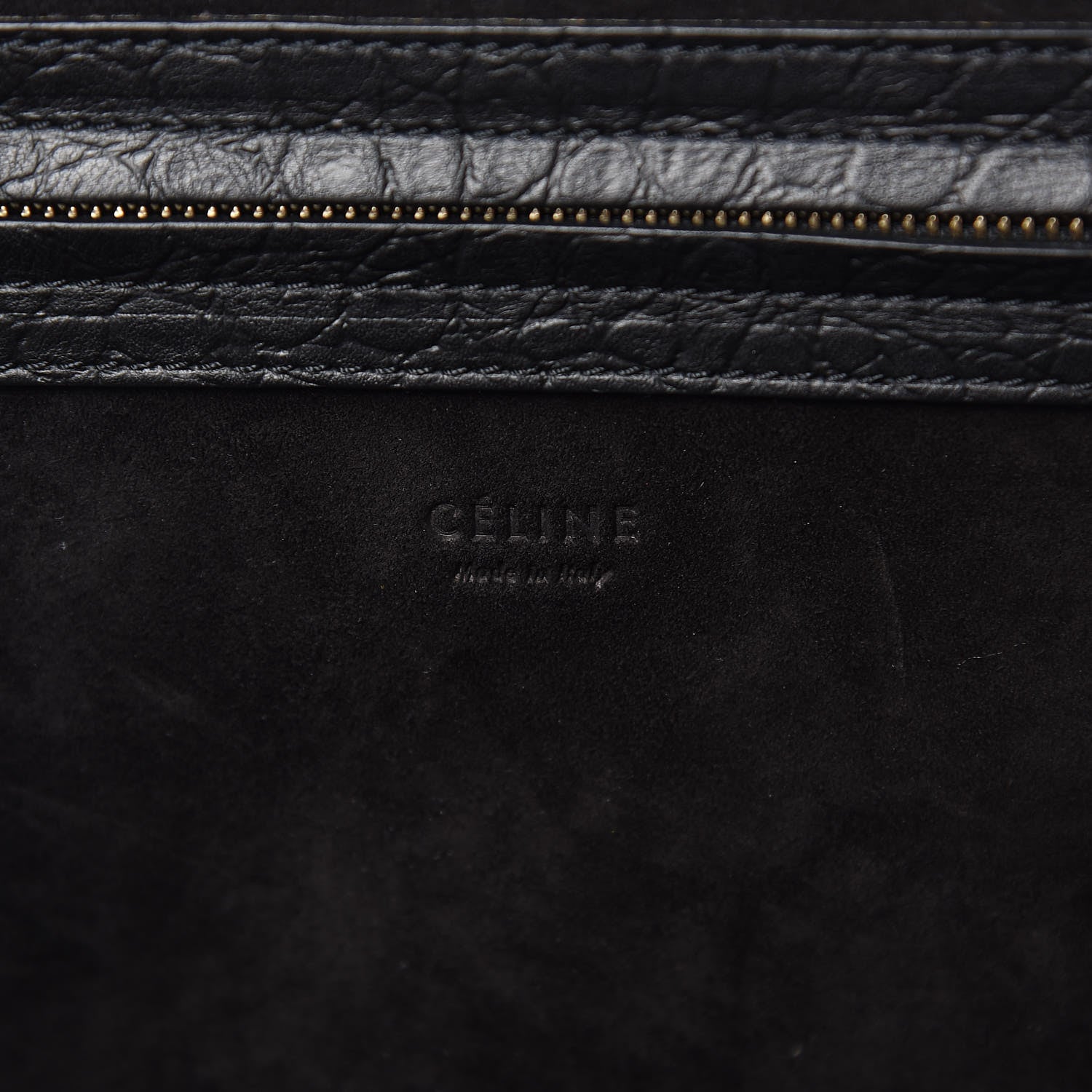 Celine Calfskin Crocodile Embossed Medium Phantom Luggage Black 6 of 9