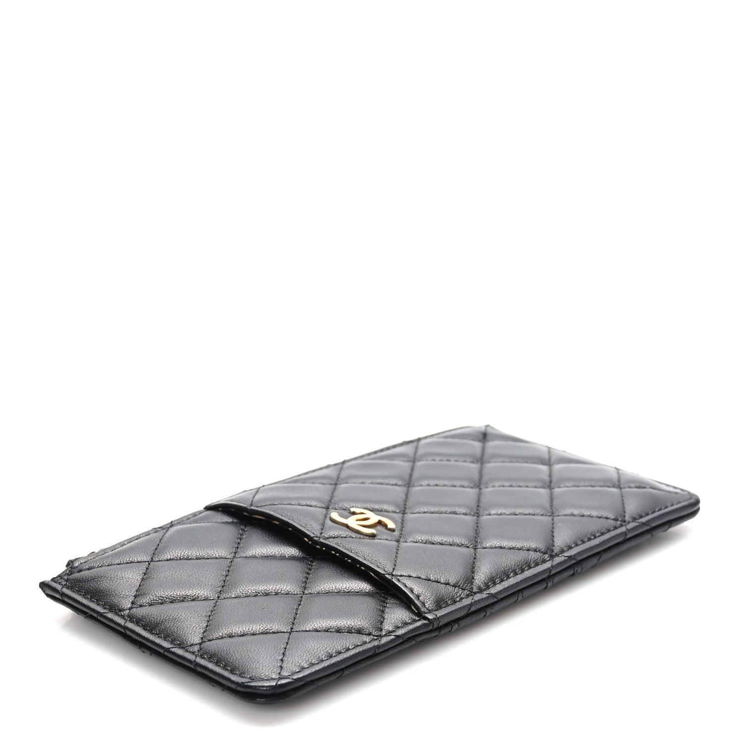 Chanel Lambskin Quilted Egyptian Amulet Classic Flat Wallet Pouch Black 4 of 8