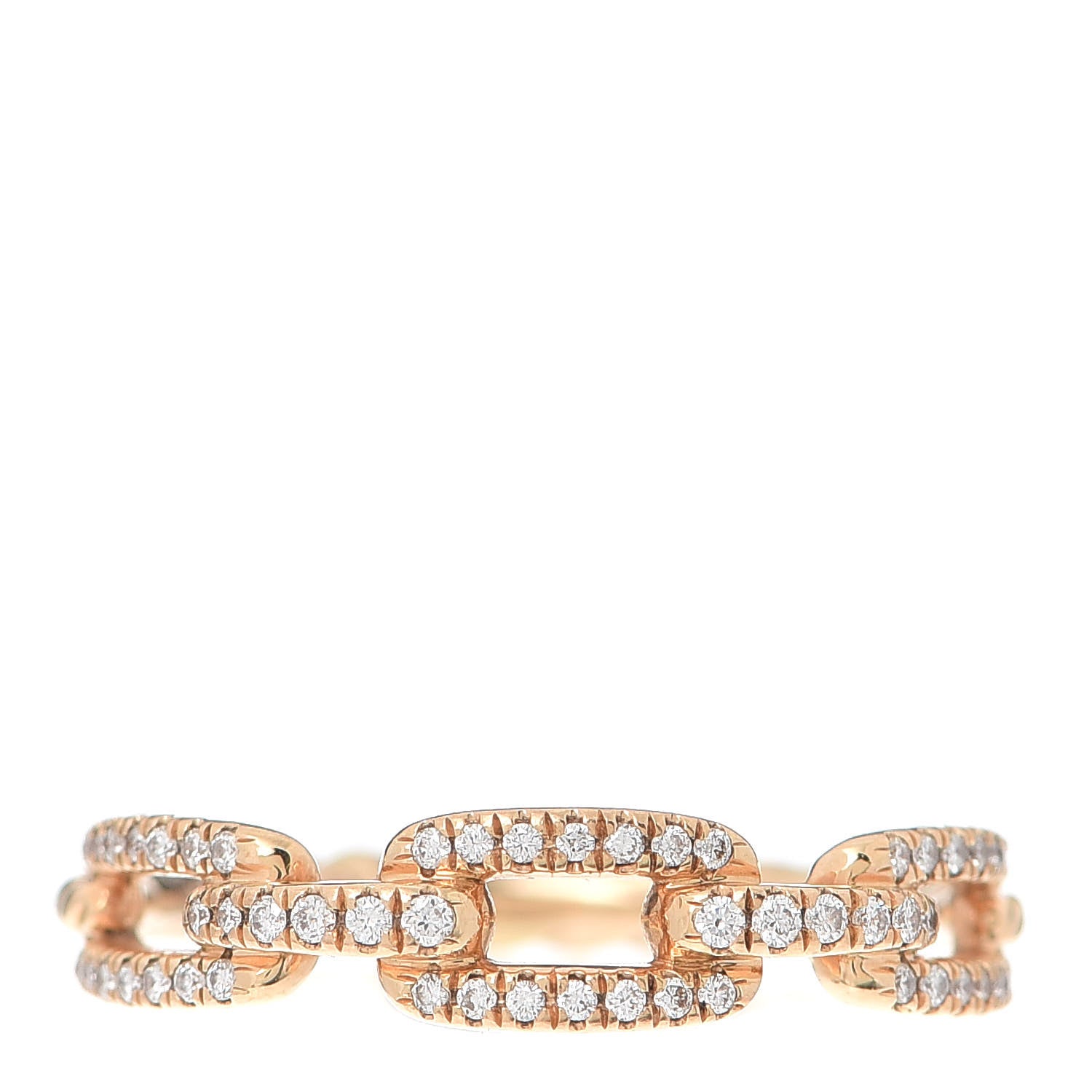 David Yurman 18K Rose Gold Diamond 4.5mm Stax Single Row Chain Link Ring 54 6.75 1 of 5