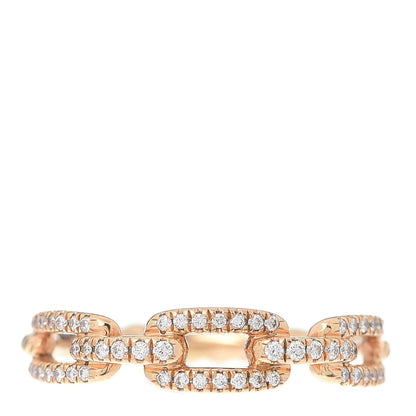 David Yurman 18K Rose Gold Diamond 4.5mm Stax Single Row Chain Link Ring 54 6.75 1 of 5