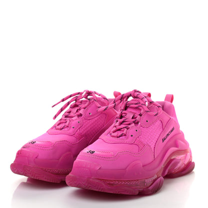 Balenciaga Fabric Mesh Clear Sole Fluo Womens Triple S Sneakers 38 Pink 3 of 7