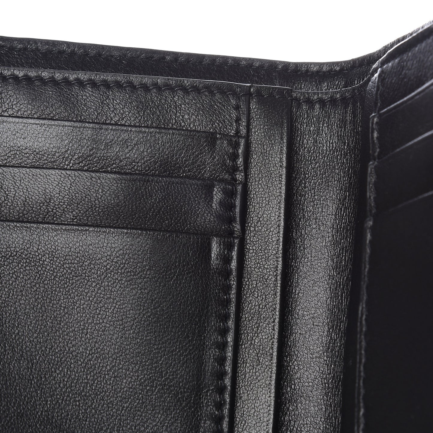 Lambskin Matelasse Monogram Vicky Tri-Fold Wallet Black
