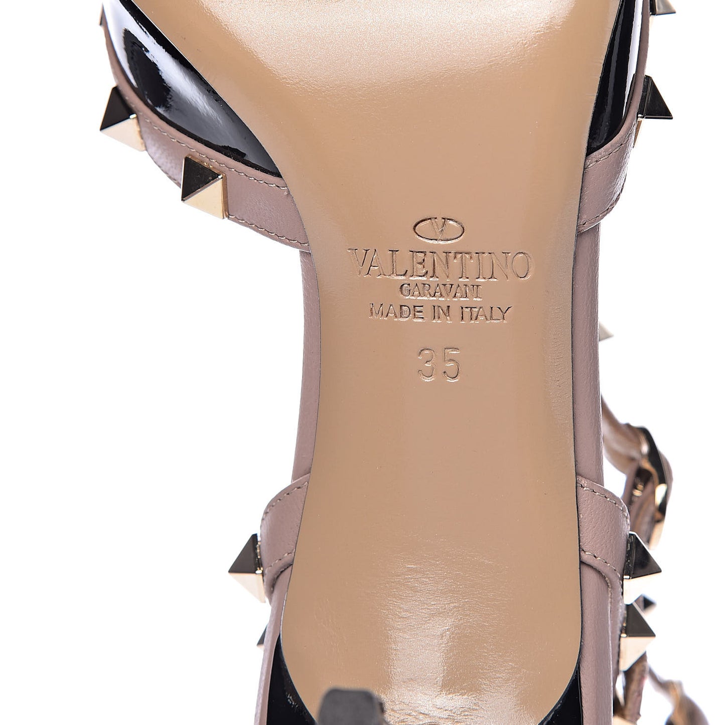 Patent Nappa Rockstud Ankle Strap 65mm Pumps 35 Black Poudre