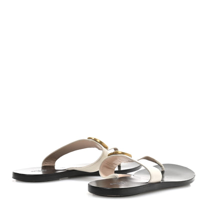 Gucci Calfskin GG Marmont Thong Sandals 39 Mystic White 5 of 8