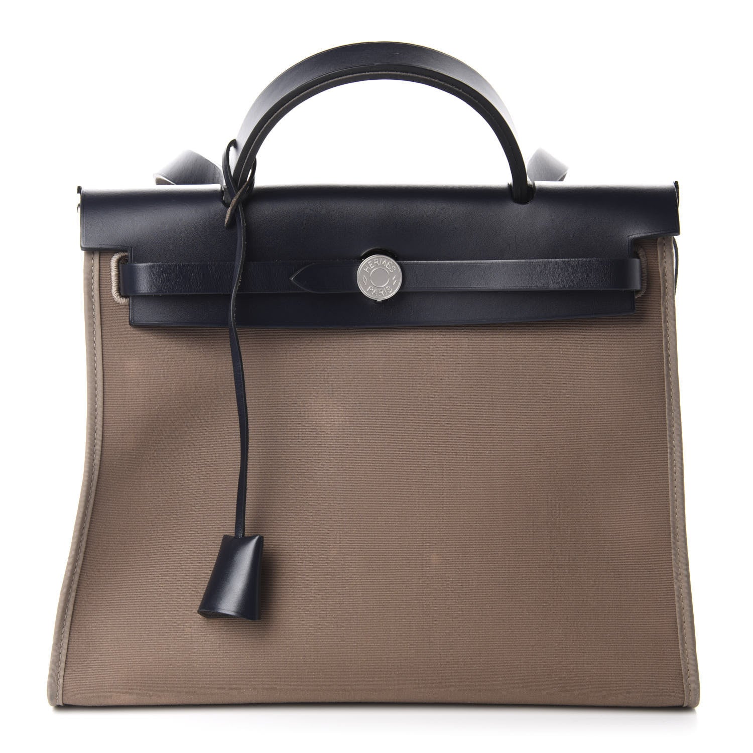 Hermes Vache Hunter Toile Herbag Zip 31 PM Etoupe Bleu Saphir 3 of 11