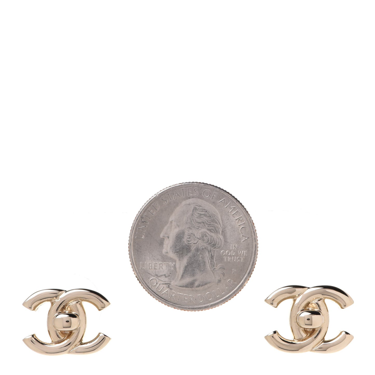 Metal CC Turnlock Earrings Gold