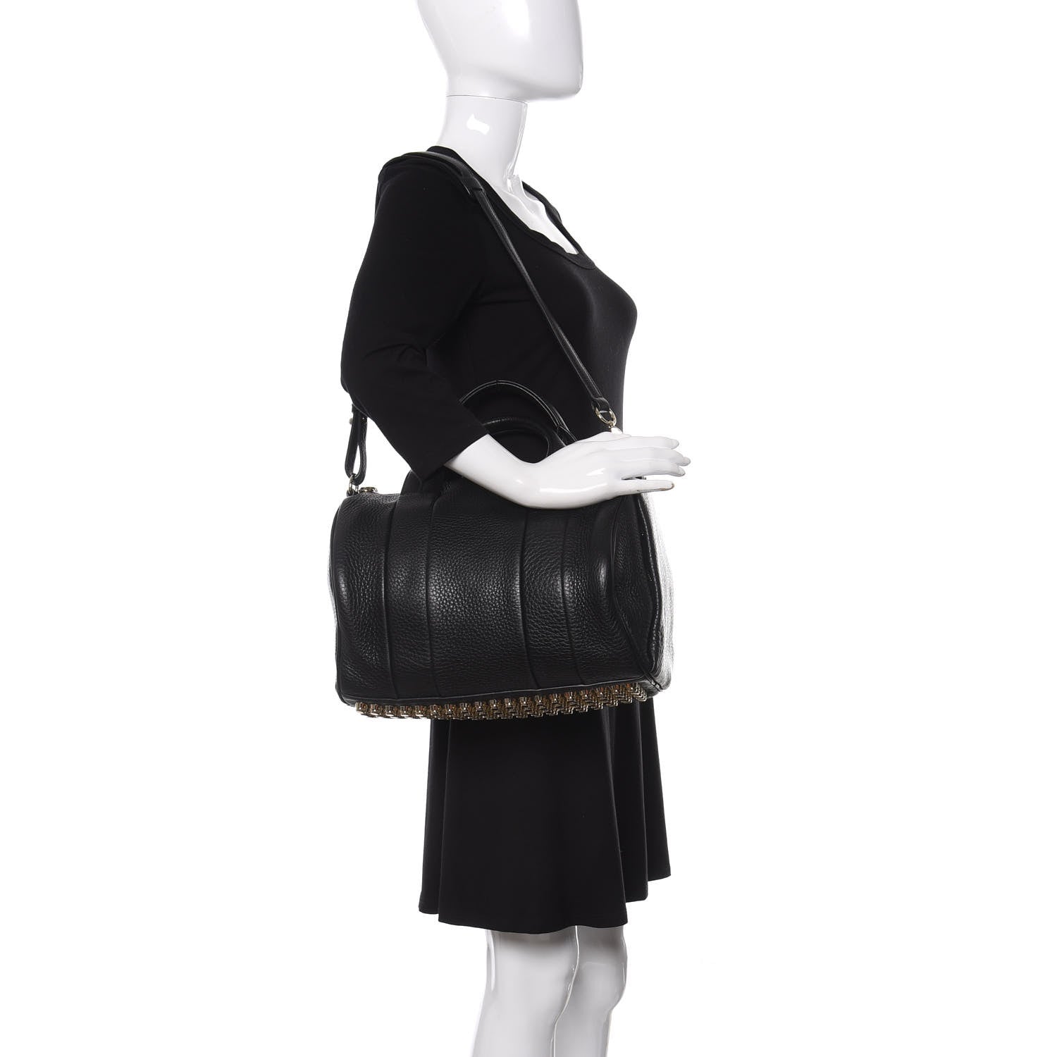 Alexander Wang Pebbled Lambskin Rocco Black Pale Gold Hardware 2 of 9