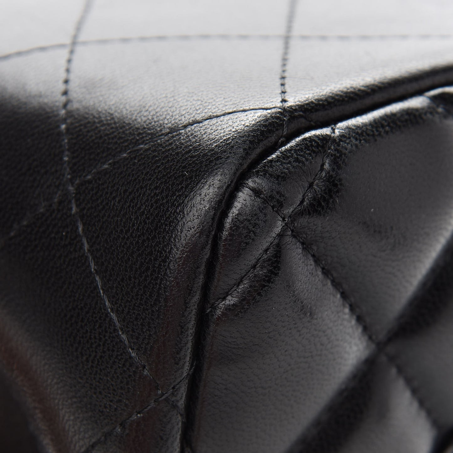 Lambskin Quilted Jumbo Double Flap Black