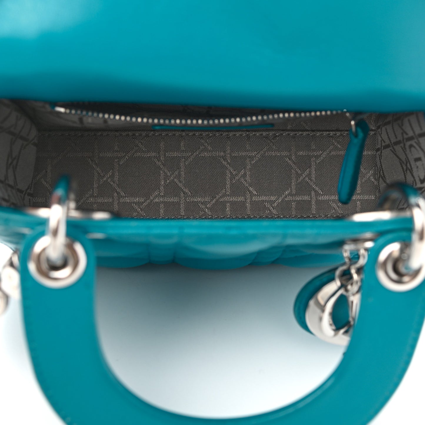 Lambskin Cannage Mini Lady Dior Turquoise