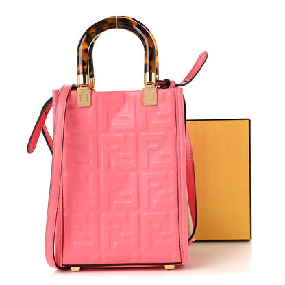 Fendi Vitello Plexiglass FF Embossed Mini Fendi Sunshine Shopper Tote Pink Dalia 11 of 11