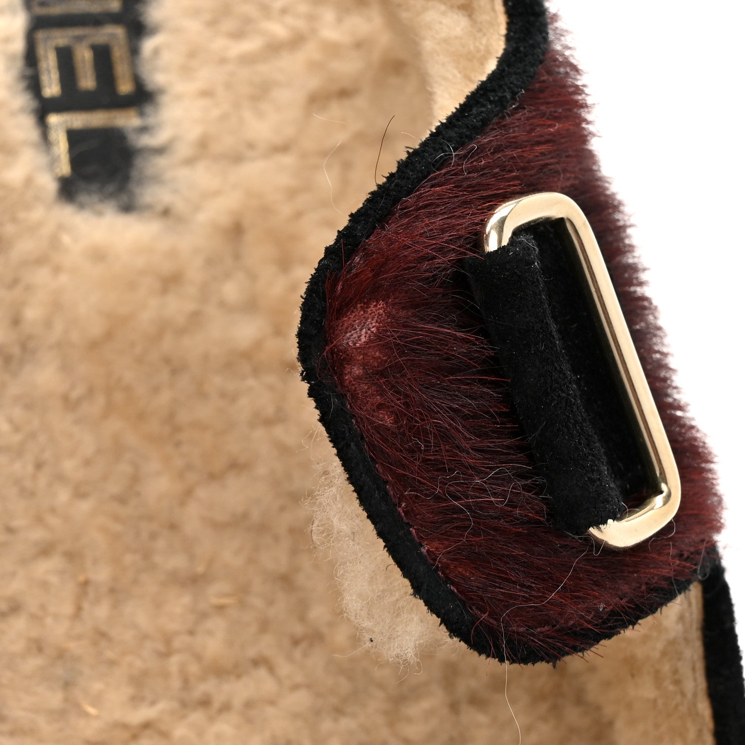 Chanel Calf Hair Suede Shearling Dad Sandals 38 Burgundy Black 10 of 11