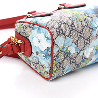 Gucci GG Supreme Monogram Blooms Mini Boston Navy Blue Hibiscus 7 of 8