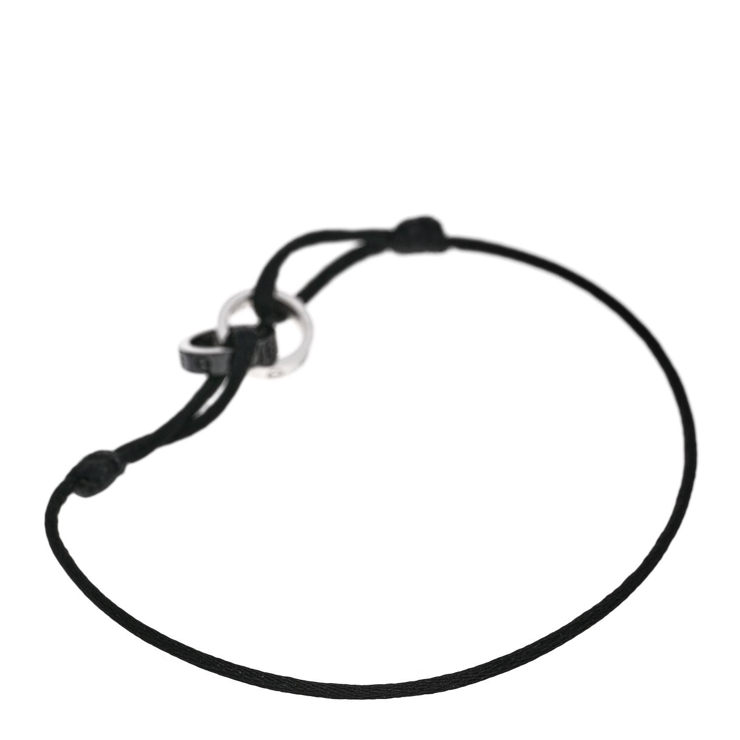 Cartier 18K White Gold Ceramic 4 Diamond LOVE Cord Bracelet Black 2 of 4