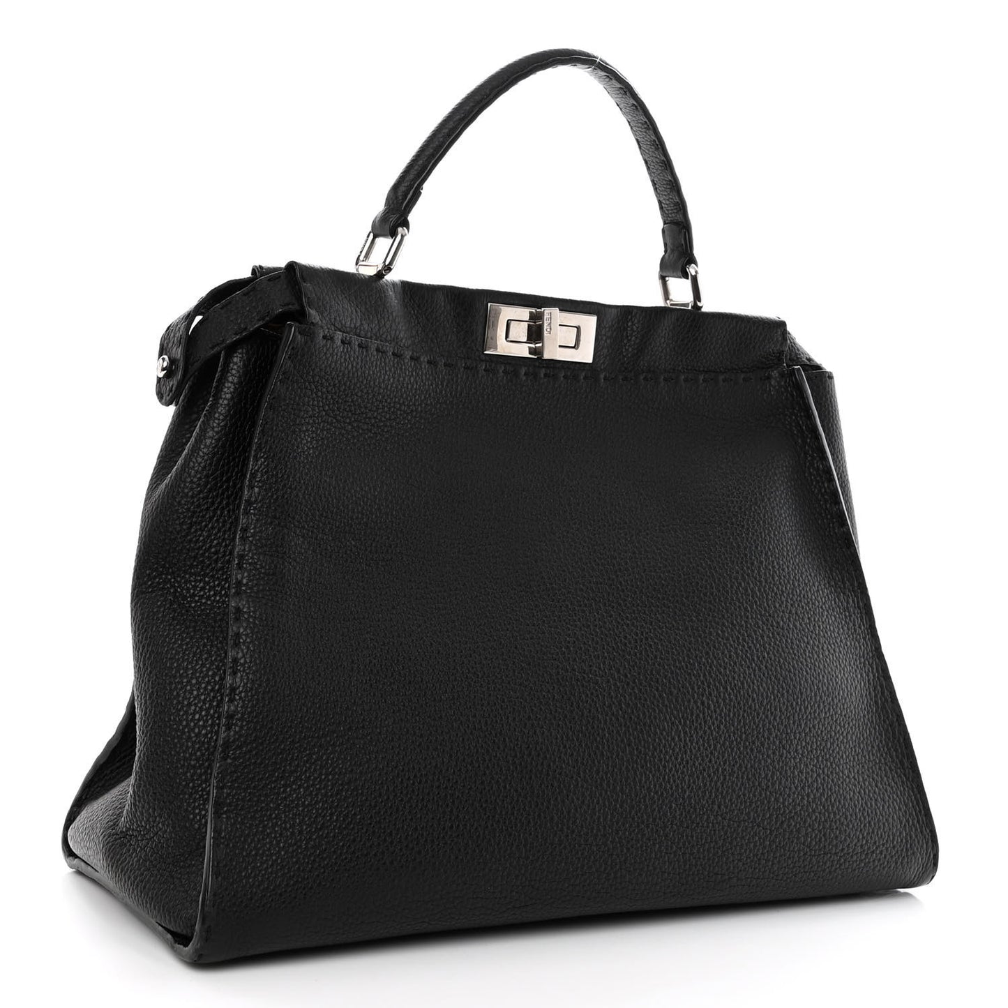 Cuoio Romano Selleria Bi-Color Large Peekaboo Iconic Satchel Black Mou