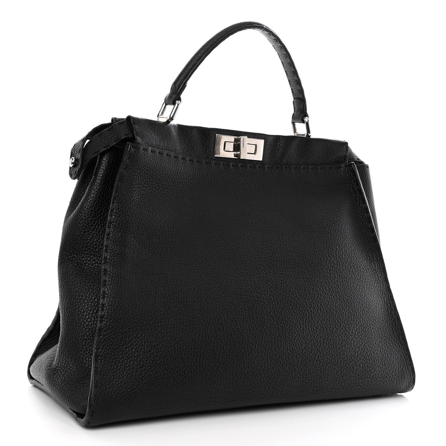 Fendi Cuoio Romano Selleria Bi-Color Large Peekaboo Iconic Satchel Black Mou 3 of 13
