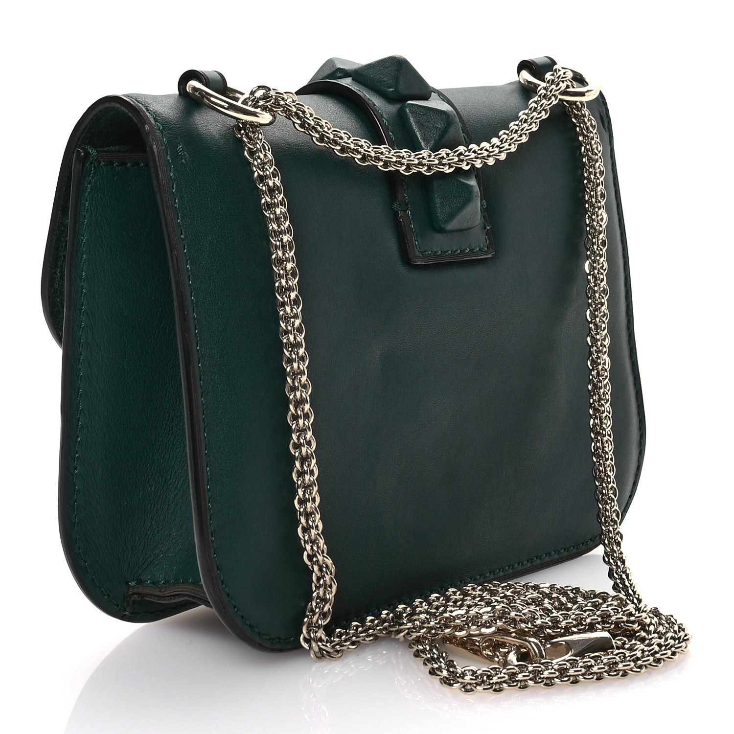 Valentino Garavani Vitello Small Glam Lock Rockstud Flap Light Emerald 3 of 12