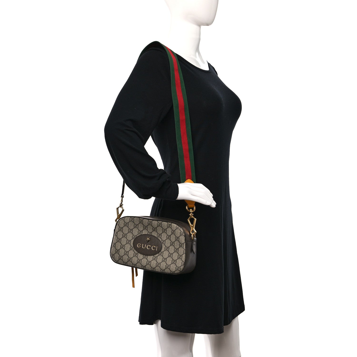Gucci GG Supreme Monogram Web Neo Vintage Shoulder Bag Beige New Acero Crop 2 of 12