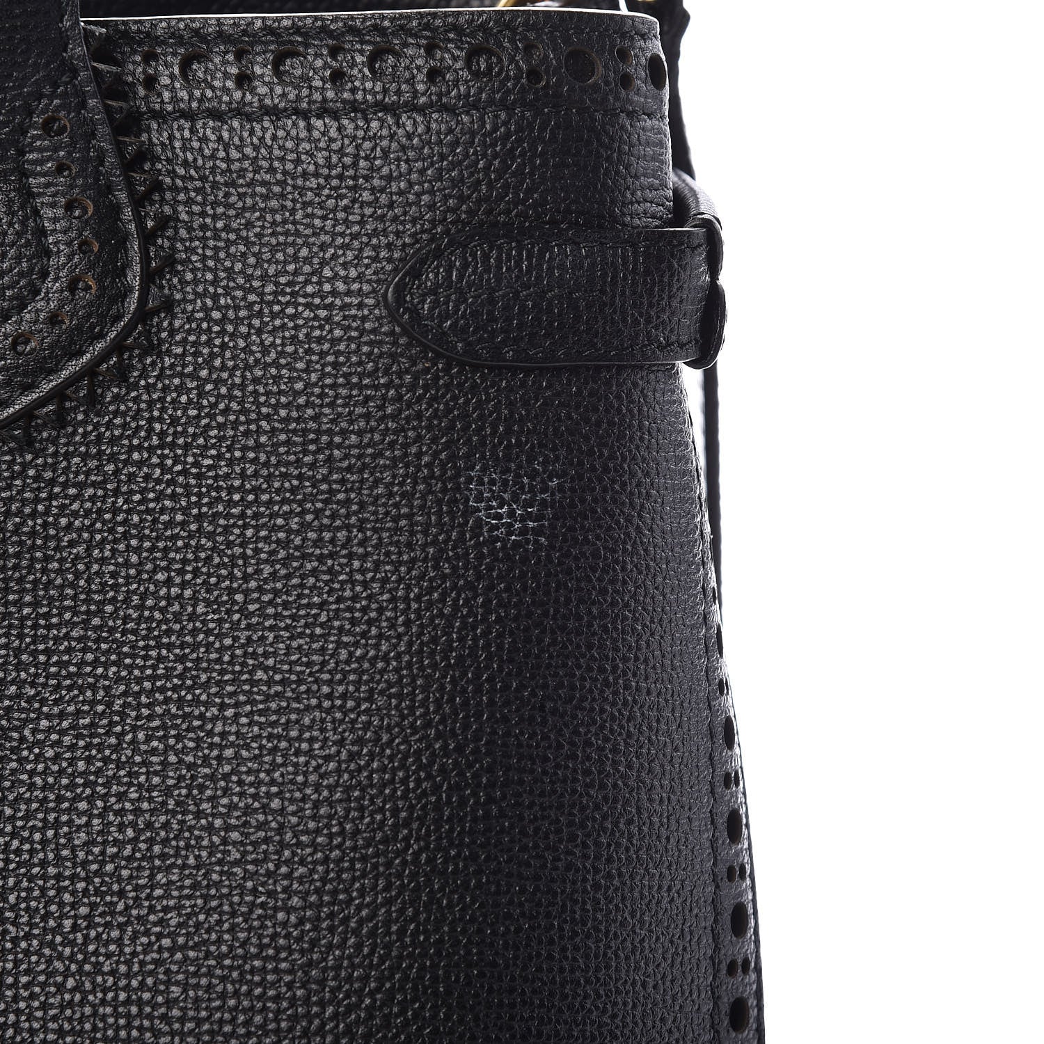 Burberry Grainy Calfskin Perforated House Check Medium Brogue Banner Tote Black 16 of 16