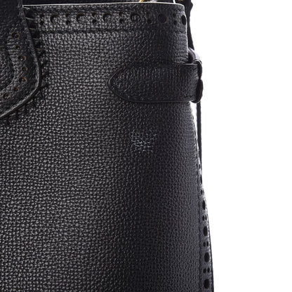 Burberry Grainy Calfskin Perforated House Check Medium Brogue Banner Tote Black 16 of 16