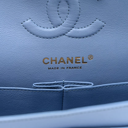 Chanel Lambskin Quilted Small Double Flap Light Blue 6 of 12