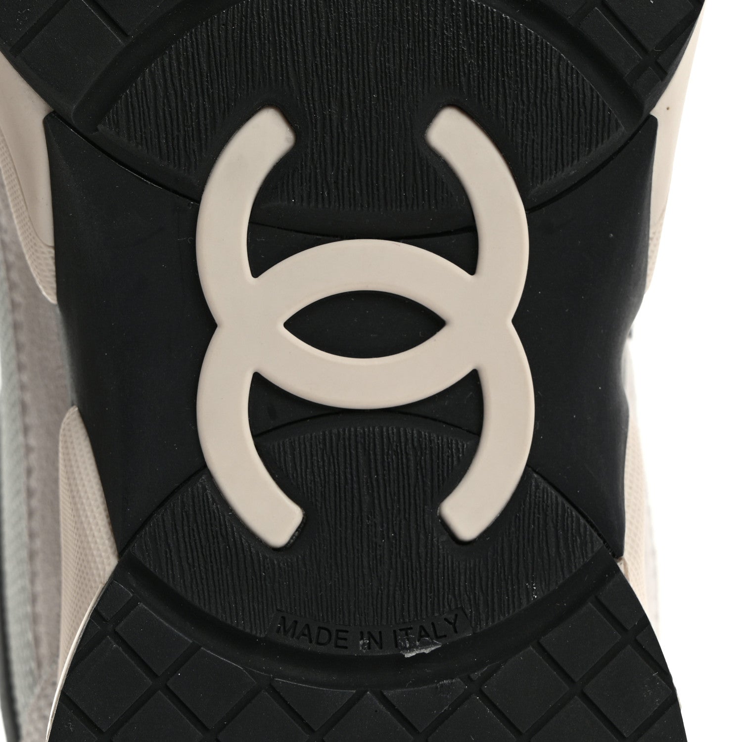 Chanel Mesh Suede Calfskin Mens CC Sneakers 44 White Silver Light Grey 8 of 9