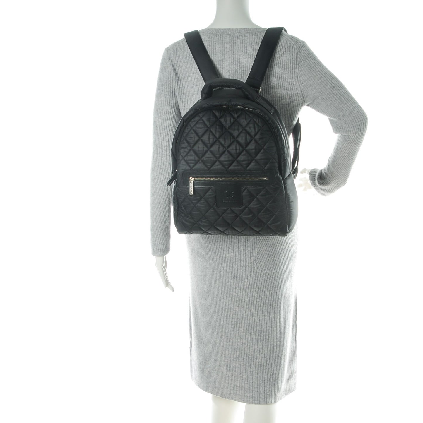 Nylon Quilted Coco Cocoon Backpack Black