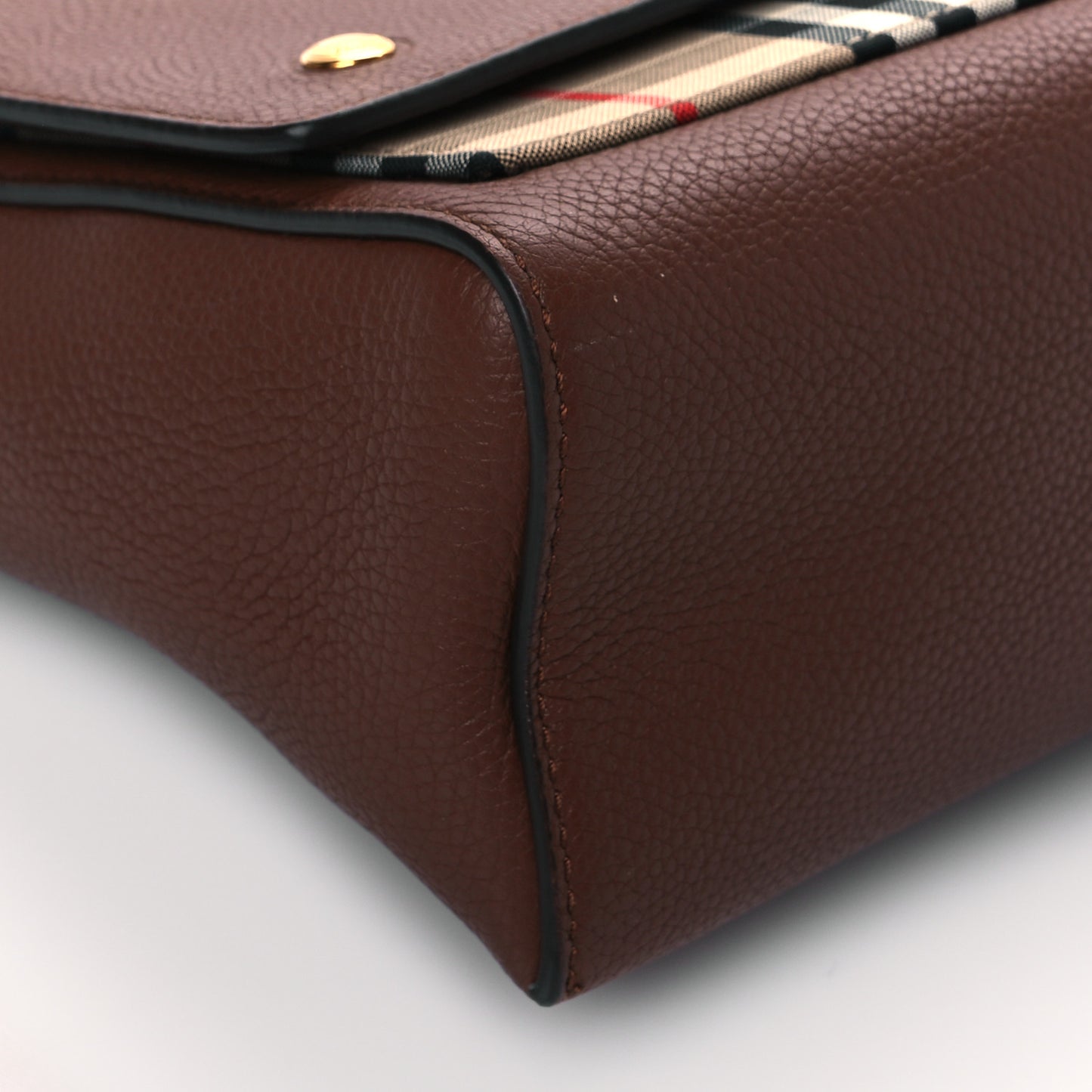Grainy Calfskin Vintage Check Note Crossbody Bag Malt Brown