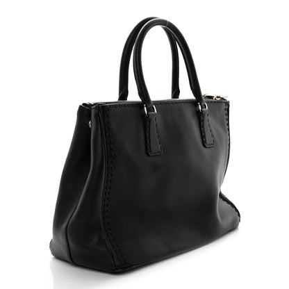 Prada City Calf Hand Stitched Large Galleria Double Zip Tote Black 3 of 13