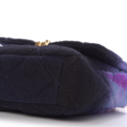 Chanel Wool Tweed Quilted Large 19 Flap Purple Black Blue 7 of 9