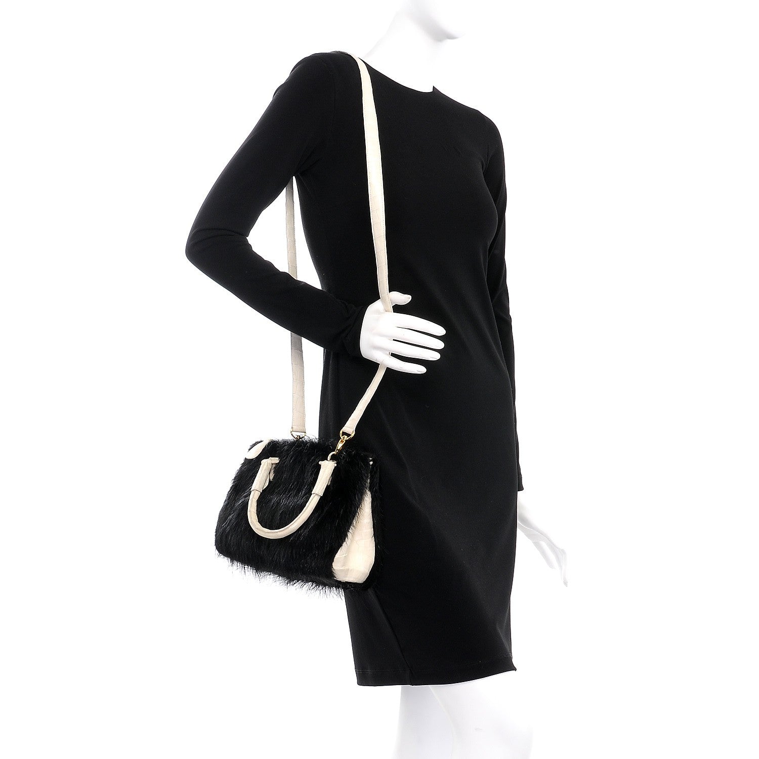 Nancy Gonzalez Mink Crocodile Executive Double Zip Crossbody Tote Black White 2 of 8