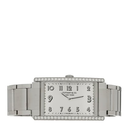 Tiffany Stainless Steel Diamond Bezel 25mm East West Quartz Watch White 2 of 4