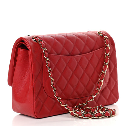 Chanel Caviar Quilted Jumbo Double Flap Red 3 of 9