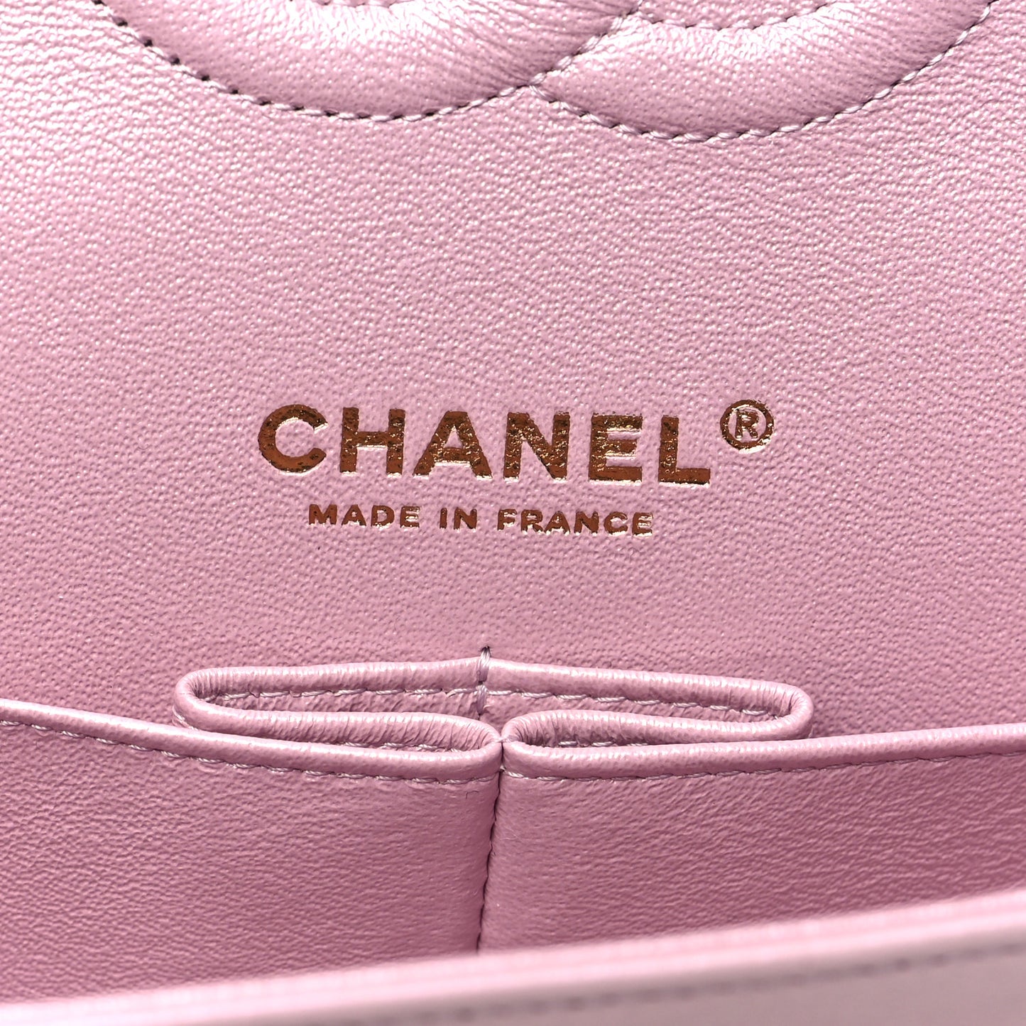 Iridescent Calfskin Quilted Medium Double Flap Light Pink