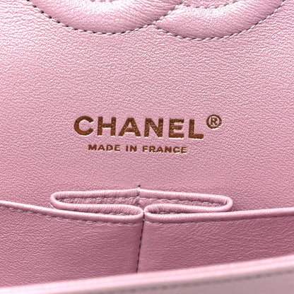 Chanel Iridescent Calfskin Quilted Medium Double Flap Light Pink 6 of 10