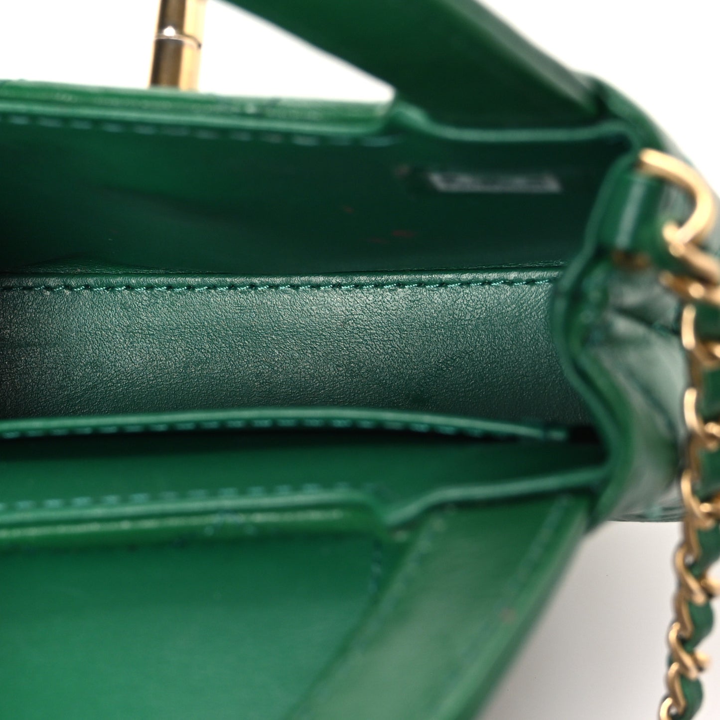Shiny Aged Calfskin Quilted Mini Nano Kelly Shopper Green