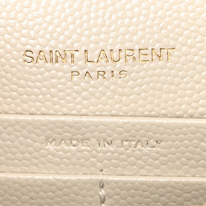 Saint Laurent Grain De Poudre Matelasse Chevron Monogram Envelope Chain Wallet Crema Soft 6 of 10