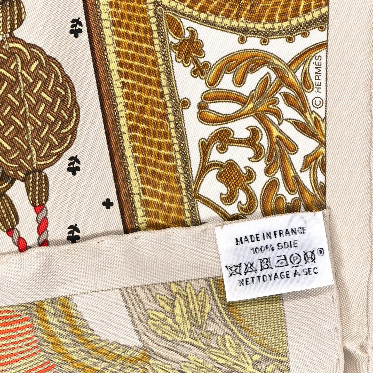 Silk Poste et Cavalerie Detail Scarf 45 Mastic Orange Mord